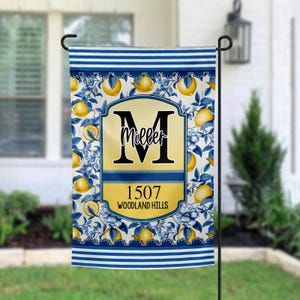 Personalized Spring Lemon Garden Flag, Monogramed Name Address Flag, Custom Lemon Decor, Summer Yard Flag, Welcome Porch Sign, New Home Gift