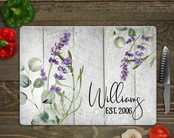 Custom Glass Cutting Board, Personalized Kitchen Decor, Gift for Couples, Gift for Mom, Wedding Gift for Bride, Bridal Shower Gift, New Home