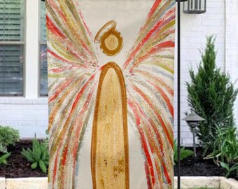 Angel Religious Christmas 12x18 Garden Flag, Christian Holiday Flowerbed Flag, Religious Seasonal Yard Decor, Hostess Friend Gift