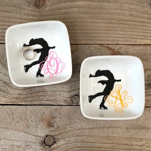 Monogrammed Jewelry Ring Dish, Gifts for Ice Skater, Skating Gifts, Recital gifts, Figure Skating, Personalized Ring Dish, Coach Gifts image 1