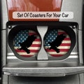 American Flag Car Coaster Set, Bald Eagle Auto Coasters, Patriotic Flag Coasters, Gift For Him, Christmas Gift Man, Father's Day Gift