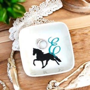 Personalized Equestrian Horse Gifts, Horse Jewelry Dish, Horse Gift Daughter, Horse Lover Gift, Custom Ring Dish, Granddaughter Gift image 1
