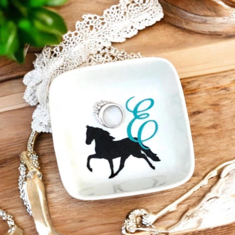 Personalized Equestrian Horse Gifts, Horse Jewelry Dish, Horse Gift Daughter, Horse Lover Gift, Custom Ring Dish, Granddaughter Gift image 1