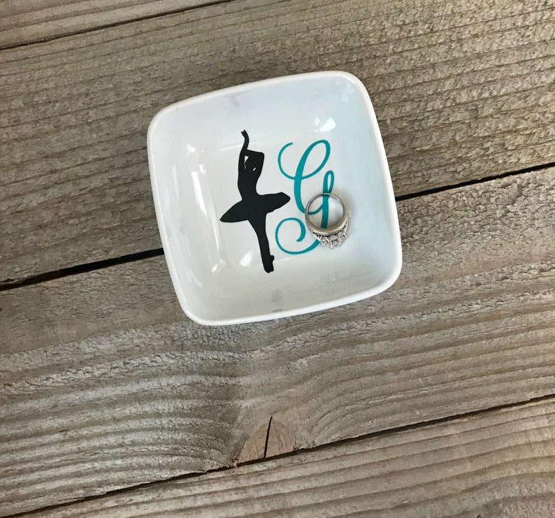 Ballet Dancer, Birthday Gifts, Dancer Gift, Jewelry Holder, Dance recital, Monogrammed Jewelry Dish, Gifts for Her, Personalized Ring Dish image 1