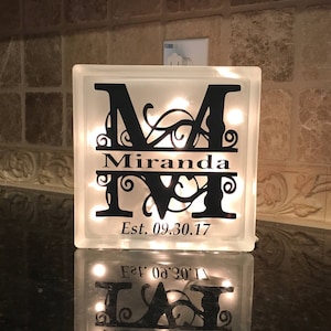 Personalized Night Light, Monogrammed Light Box, Frosted Glass Box, Wedding Gift, Gift for Her, Light Box Sign, Monogrammed Gift