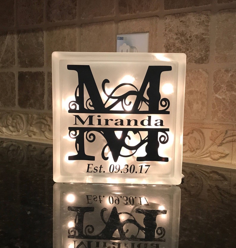 Personalized Night Light Monogrammed Light Box Frosted Glass Light NO Stand