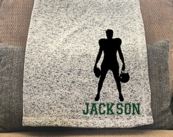 Personalized Football Throw Blanket, Birthday Gift for Him, Football Player Gift, Christmas Gift, Gift for Son, Gift for Friend, Boy Gifts