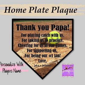 Custom Baseball Plaque, Personalized Home Plate Sign, Thank You Dad Sign, Father's Day Gift, Birthday Gift for Him, Gift for My Dad image 6
