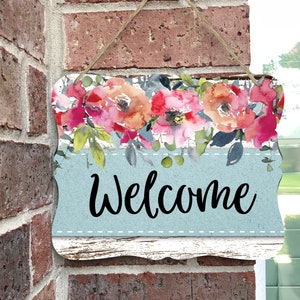 Front Door Decor, Welcome Door Hanger, Front Door Welcome Sign, Floral Sign, Front Door Sign, Spring Decor, New Home Decor, Housewarming