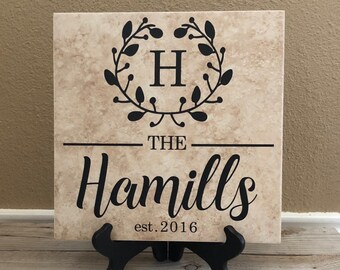 Monogrammed Tile, Personalized Tile, Name Tile, Wedding Gift, Personalized Gift, Gifts for Her, Anniversary Gift, Housewarmig Gift