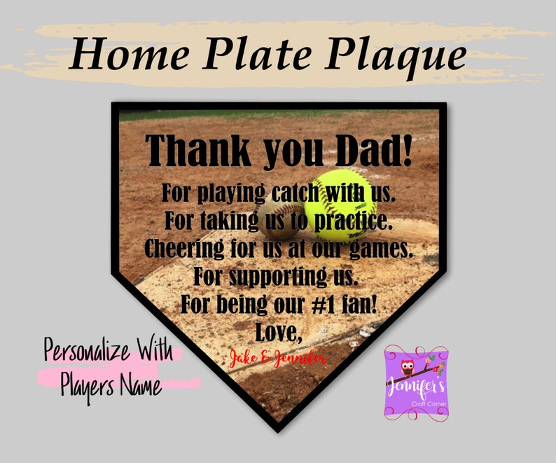 Custom Baseball Plaque, Personalized Home Plate Sign, Thank You Dad Sign, Father's Day Gift, Birthday Gift for Him, Gift for My Dad image 2