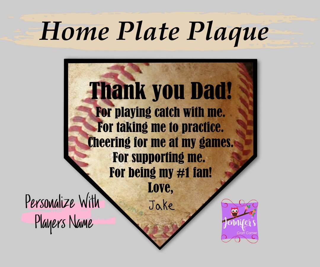 Custom Baseball Plaque Personalized Home Plate Sign Thank Etsy