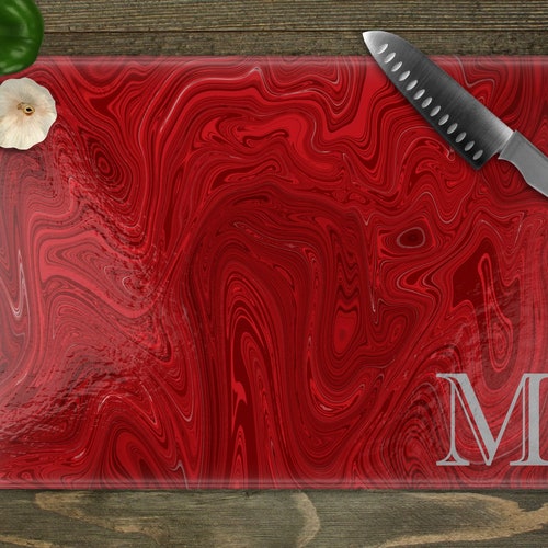 Personalized Glass Cutting Board Red Cutting Board Gift for Etsy