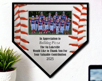 Baseball Home Plate Plaque, Thank You Sponsorship, Baseball Team Sponsor Gift, Personalized Home Plate, Team Thank You Gift, Gift from Team