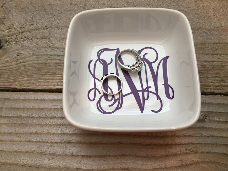 Monogrammed Jewelry Dish, Jewelry Dish, Wedding Gifts Personalized, Gifts for Bridesmaids, Rehearsal Dinner, Wedding Party Gifts, Wedding image 1