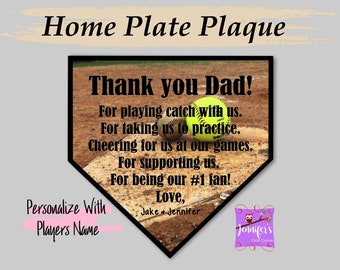 Custom Baseball Plaque, Personalized Home Plate Sign, Thank You Dad Sign, Father's Day Gift, Birthday Gift for Him, Gift for My Dad