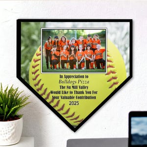 Softball Home Plate Plaque, Thank You Sponsorship, Softball Team Sponsor Gift, Personalized Home Plate, Team Thank You Gift, Gift from Team