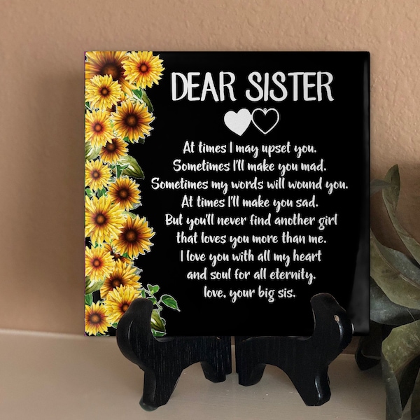 Personalized Tile Gift for Sister, Sister Birthday Gift, Christmas Gift, Unique Gift for Sister,  Sister Birthday Gift, Meaningful Gift Idea