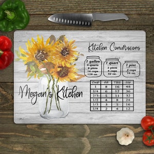 Sunflower Cutting Board, Last Name Personalized Kitchen Decor, Birthday Gift Her, Couple Gift, New Home Gifts, Sunflower Kitchen Decor