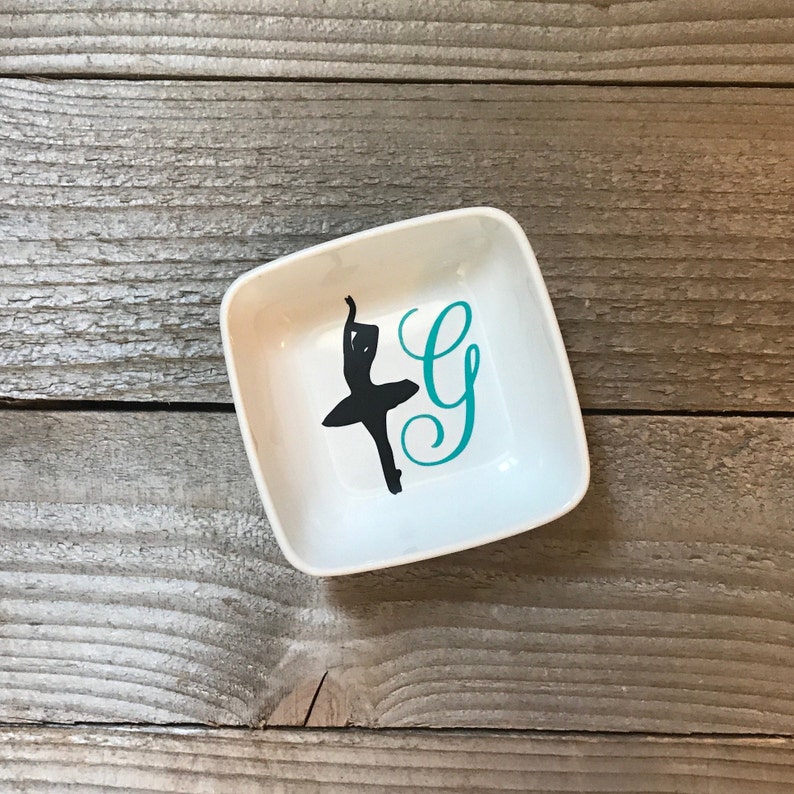 Ballet Dancer, Birthday Gifts, Dancer Gift, Jewelry Holder, Dance recital, Monogrammed Jewelry Dish, Gifts for Her, Personalized Ring Dish image 9