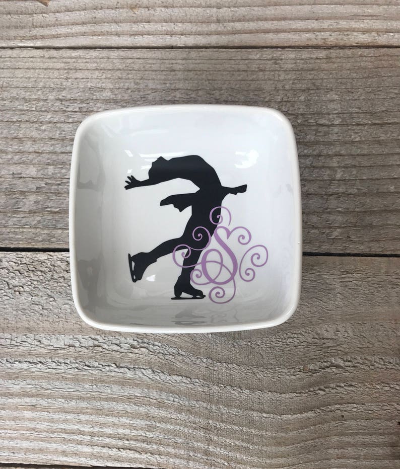 Monogrammed Jewelry Ring Dish, Gifts for Ice Skater, Skating Gifts, Recital gifts, Figure Skating, Personalized Ring Dish, Coach Gifts image 2