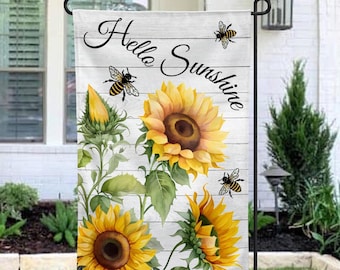Hello Sunshine Sunflower Garden Flag: Summer Yard Porch Decor, Sunflower Gifts, New Home Decor, Housewarming Gift, 12x18 flag