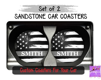 Correctional Officer Car Coaster Set, Corrections Officer Gift Idea, Thin Gray Line Flag, Gift for Dad, Fathers Day Gift, Birthday Gift Idea