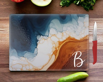 Custom Marble Glass Cutting Board, Personalized Gifts, Wedding Gift Couple, Birthday Gift Friend, Housewarming Gift, Bridal Shower Gifts