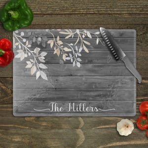 Personalized Glass Cutting Board, Name Kitchen Decor, Gift for Couple, Newlywed Gift, Anniversary Gifts, New Home Gift, Kitchen Gift Her