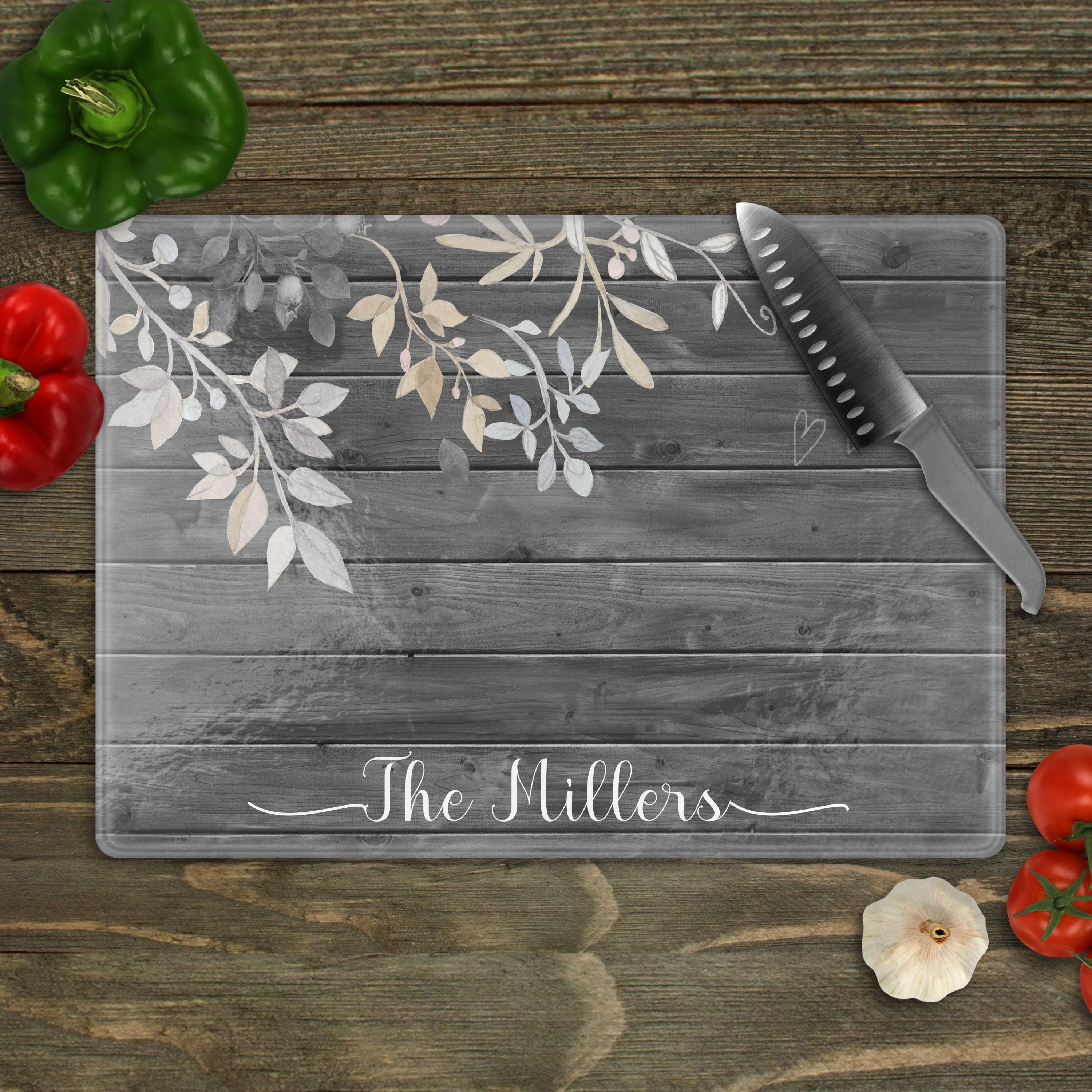 Personalized Glass Cutting Board, Name Kitchen Decor, Gift for Couple, Newlywed Gift, Anniversary Gifts, New Home Gift, Kitchen Gift Her