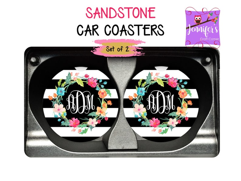 Personalized Monogrammed Sandstone Car Coasters New Car Gift Etsy