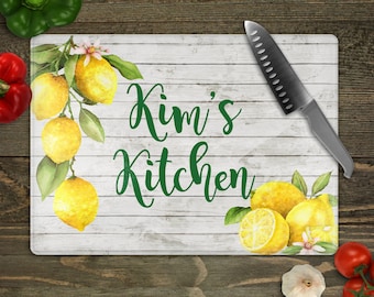 Lemon Kitchen Cutting Board, Charcuterie Board, Last Name Sign Kitchen, Birthday Gift Women, Thank You Gift, Gift For Her, Mother's Day Gift