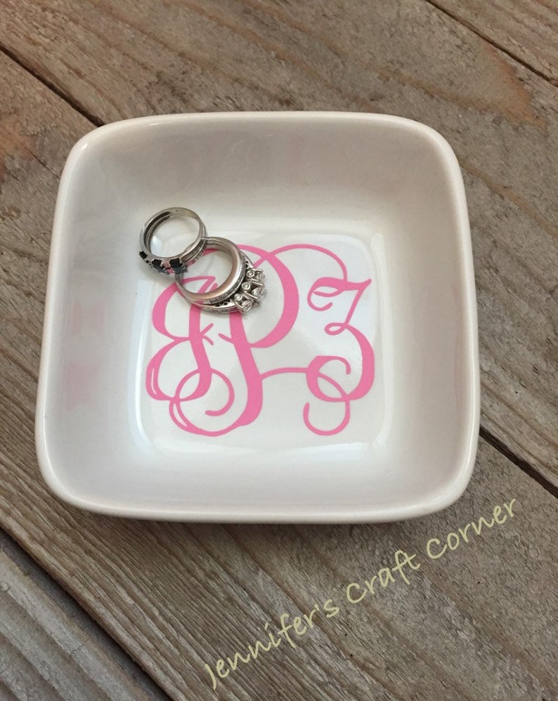 Monogrammed Jewelry Dish, Jewelry Dish, Wedding Gifts Personalized, Gifts for Bridesmaids, Rehearsal Dinner, Wedding Party Gifts, Wedding immagine 2