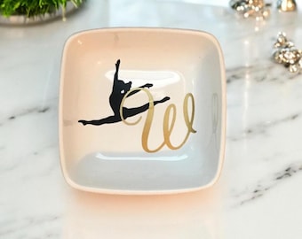 Monogrammed Jewelry Dish, Ring Dish, Personalized Ring Dish, Gift for Dancer, Dance Coach Gifts, Ballet Dancer Gift, Dance Recital Gift