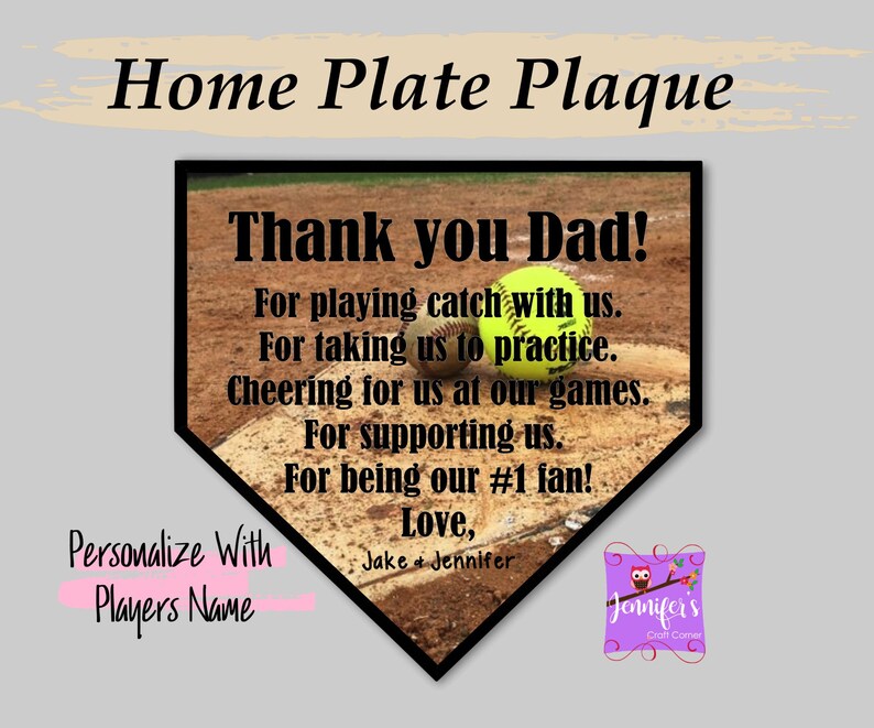 Custom Baseball Plaque, Personalized Home Plate Sign, Thank You Dad Sign, Father's Day Gift, Birthday Gift for Him, Gift for My Dad image 9