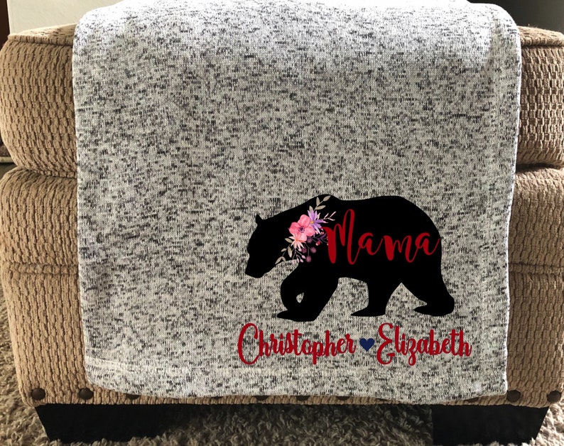 Mama Bear Throw, Personalized Blanket, Gift for Mom, Gift for Mama, New Mom Gift, Mother's Birthday Gift, Mother's Day Gift, Mama Bear image 9