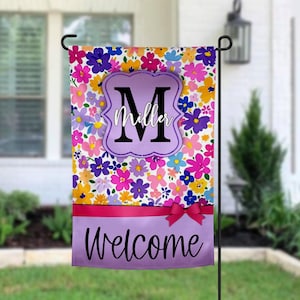 Personalized Summer Garden Flag, Last Name Welcome Flag, Bright Spring Yard Decor, Outdoor Porch Decor, House Warming Gift, Closing Gift