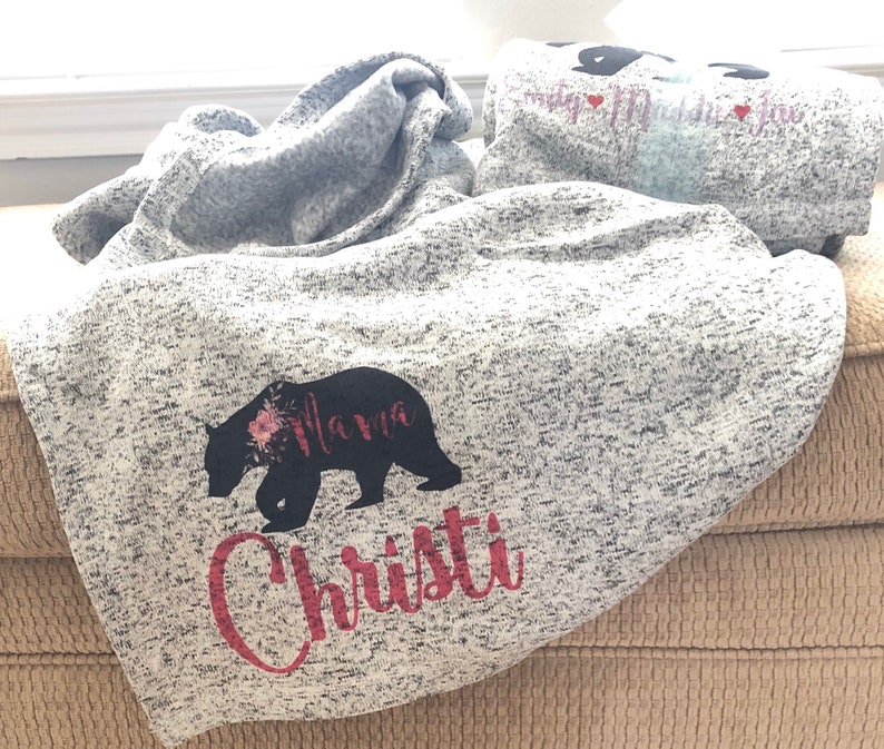 Mama Bear Throw, Personalized Blanket, Gift for Mom, Gift for Mama, New Mom Gift, Mother's Birthday Gift, Mother's Day Gift, Mama Bear image 7