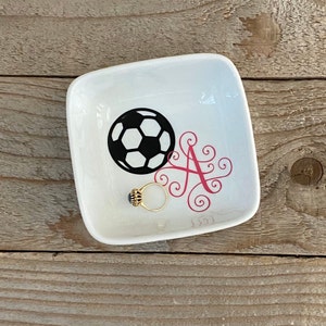 Monogrammed Jewelry Dish, Soccer Gift Ideas, Ring Dish, Personalized Ring Dish, Gift for Soccer Player, Coach Gifts, Girls Soccer Team Gift image 10