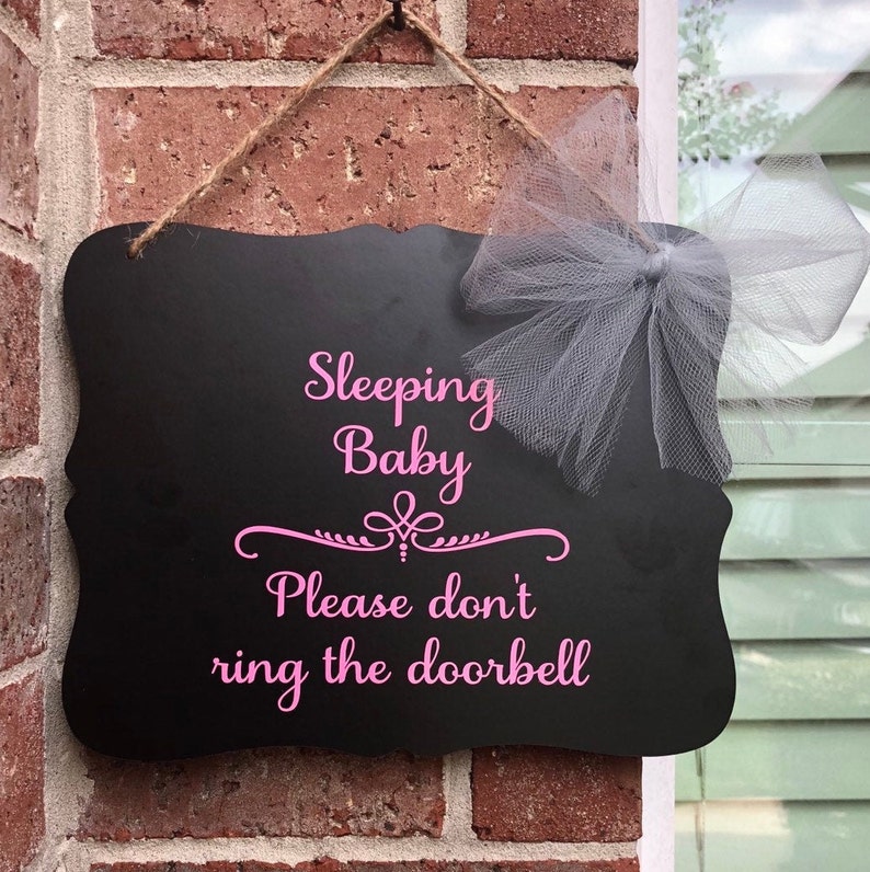 Baby Sleeping Sign, Shhh Baby Sleeping Door Sign Wooden Baby Sleeping