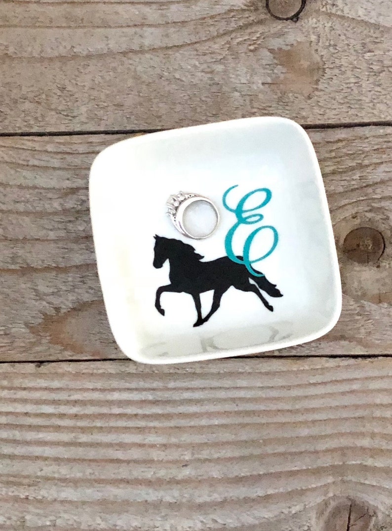 Equestrian Gifts, Horse Jewelry, FFA Teacher Gifts, Horse Gifts, Horse logo, Horse Lover Gift, Monogrammed Jewelry Dish, Ring Dish, Jewelry image 1