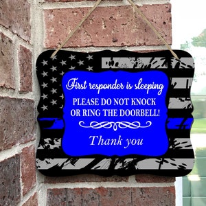 Sleeping First Responder, Night Shift Worker Sign, Sleeping Do Not Ring Bell,  Door Sign for Officer, Sleeping Cop, First Responder Sign