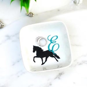 Personalized Equestrian Horse Gifts, Horse Jewelry Dish, Horse Gift Daughter, Horse Lover Gift, Custom Ring Dish, Granddaughter Gift image 2