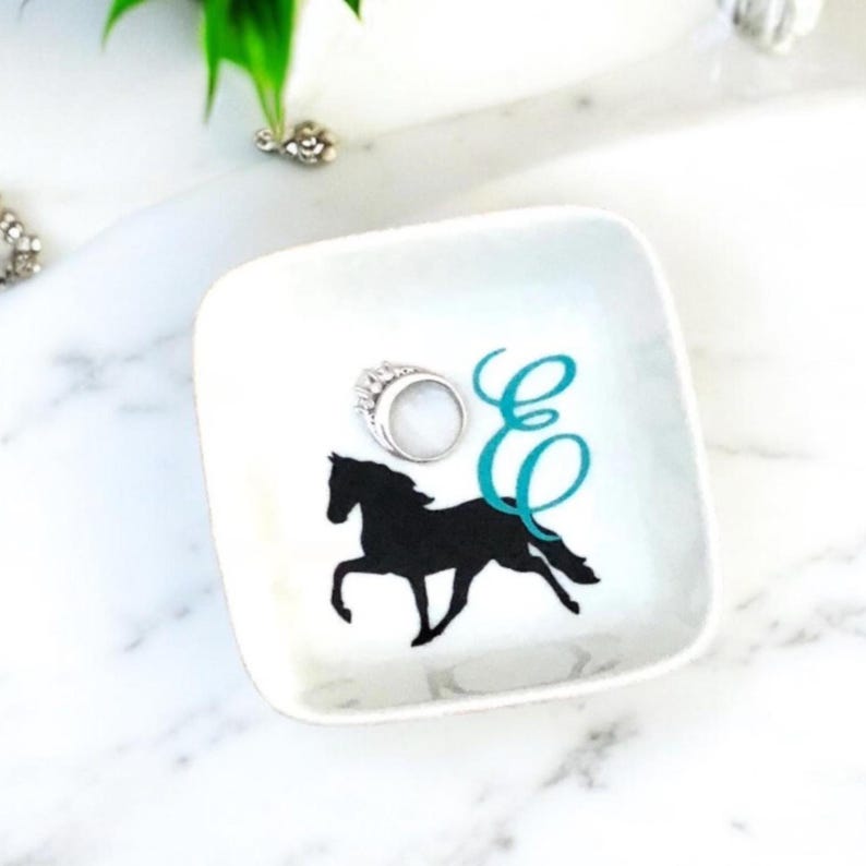 Personalized Equestrian Horse Gifts, Horse Jewelry Dish, Horse Gift Daughter, Horse Lover Gift, Custom Ring Dish, Granddaughter Gift image 2