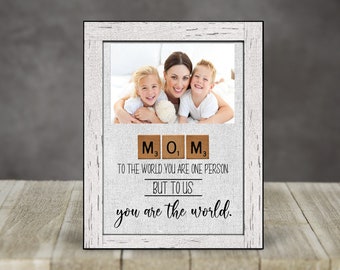 Mom Picture Frame, Scrabble Tile PhotoFrame, Gift for Mom, To Mom from Children, Mother's Day Gift Idea, Birthday Gift Mom, Christmas Gift