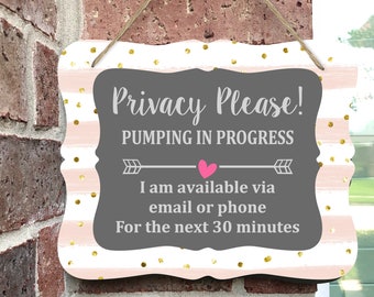 Breastfeeding Sign for Door, Sign for Nursing Mom, Gift for New Mother, Gift for First Time Mom, Sign for Office Door, Pumping In Progress