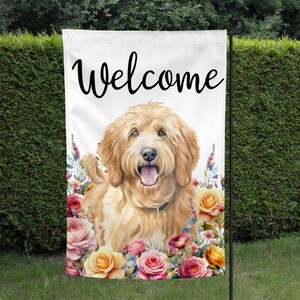 Golden Doodle Welcome Flag, Goldendoodle Lover, Goldendoodle Mom Gift, Spring Garden Flag, Spring Patio Decor, Housewarming Gift Bild 8