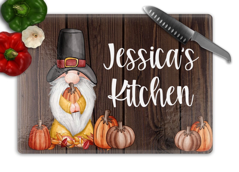 Personalized Gnome Glass Cutting Board Gnome Cutting Board Etsy