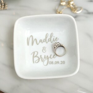 Couple Personalized Ring Dish, Custom Jewelry Dish, Gift for Bride, Bridal Shower Present, Wedding Day Gift, Gift for Her, Newlywed Gift image 9