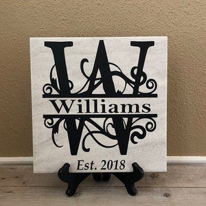 Last Name Kitchen Sign, Monogram Tiles, Established Sign, Family Name Sign, Anniversary Tile, Housewarming Party Gift